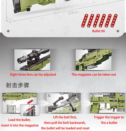 WW2 AWM Sniper Rifle Building Block Set – 1491 Pieces