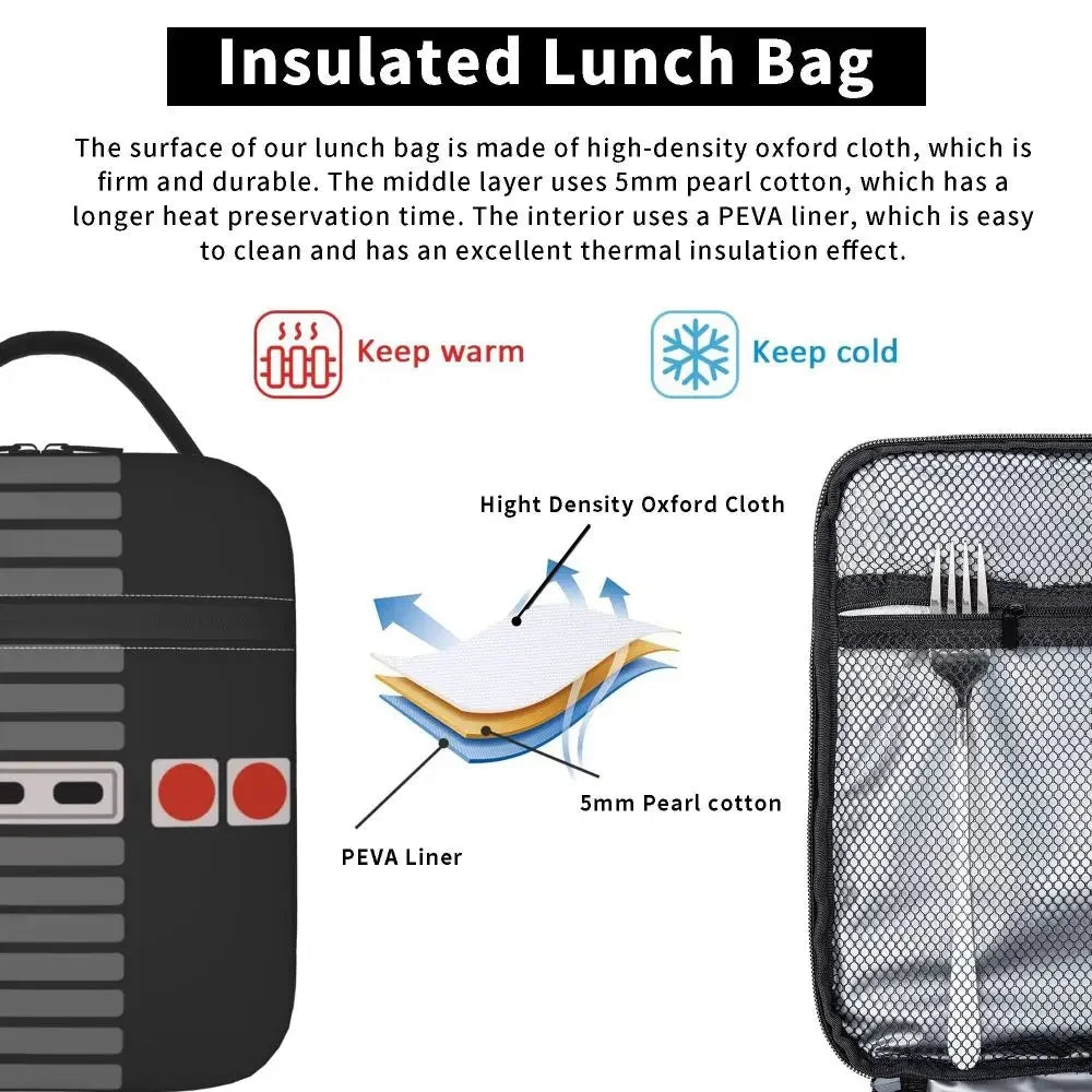 Retro Gaming Controller Insulated Lunch Bag - For Gamers On-The-Go 🎮