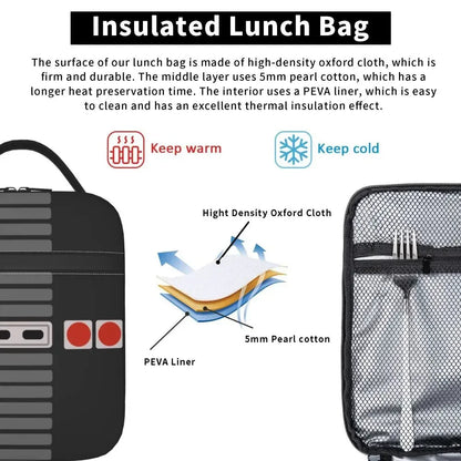 Retro Gaming Controller Insulated Lunch Bag - For Gamers On-The-Go 🎮