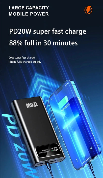 50000mAh Ultra Capacity Power Bank - 120W Super Fast Charging ⚡