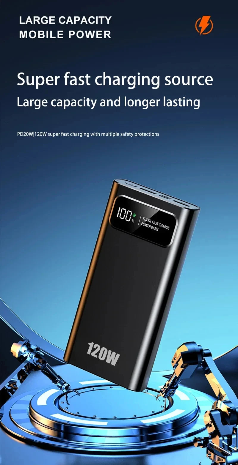 50000mAh Ultra Capacity Power Bank - 120W Super Fast Charging ⚡