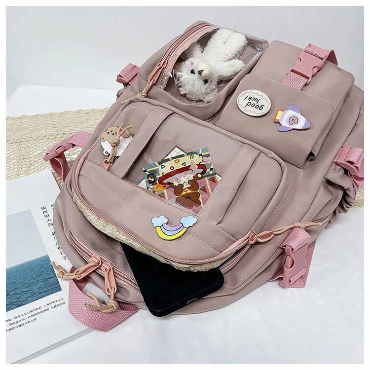 Kawaii Pocket Nylon Backpack Essential