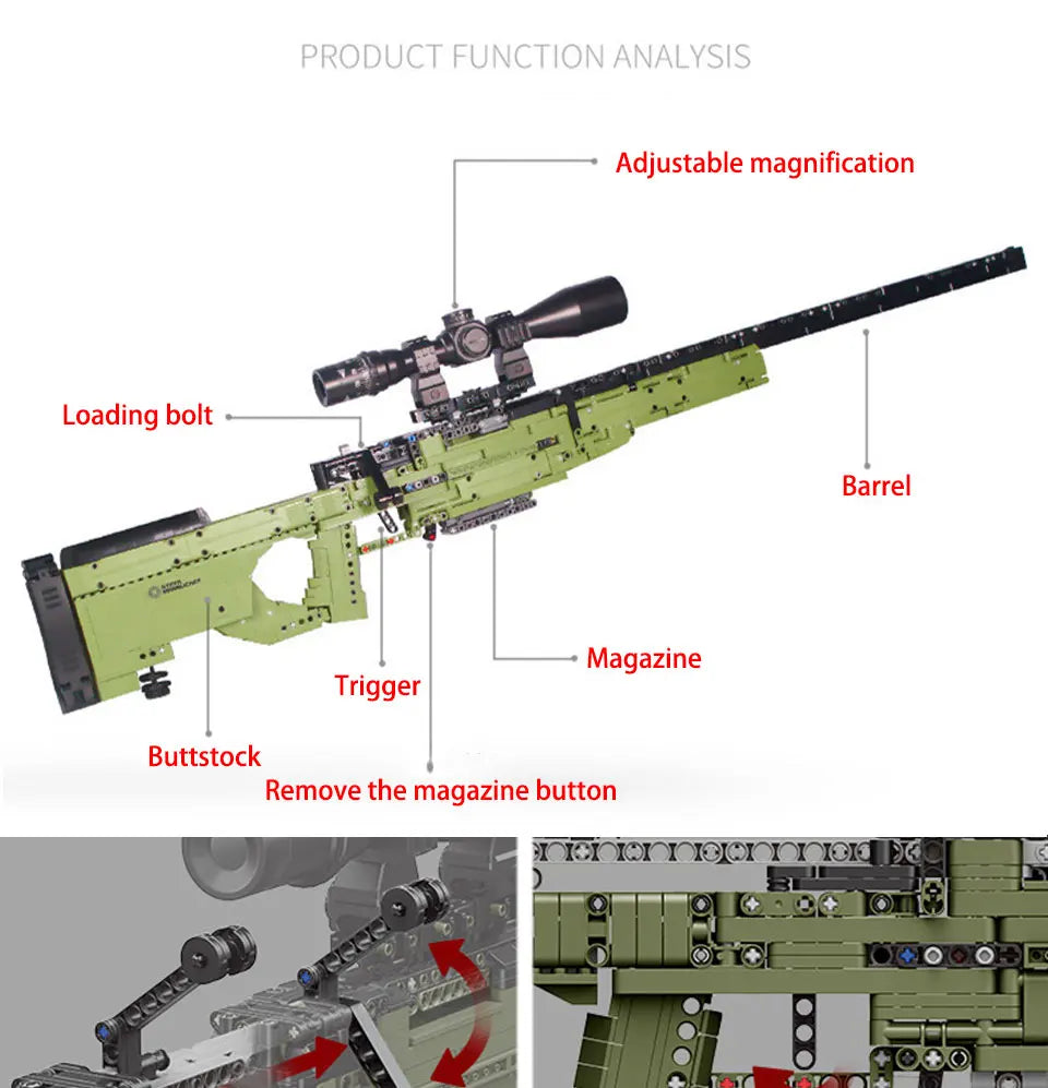 WW2 AWM Sniper Rifle Building Block Set – 1491 Pieces