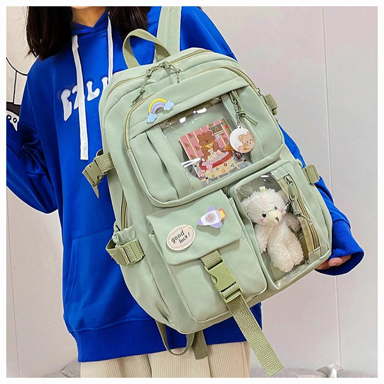 Kawaii Pocket Nylon Backpack Essential