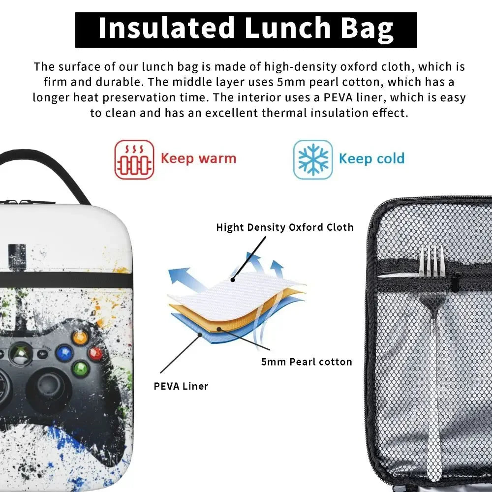 Retro Gaming Controller Insulated Lunch Bag - For Gamers On-The-Go 🎮