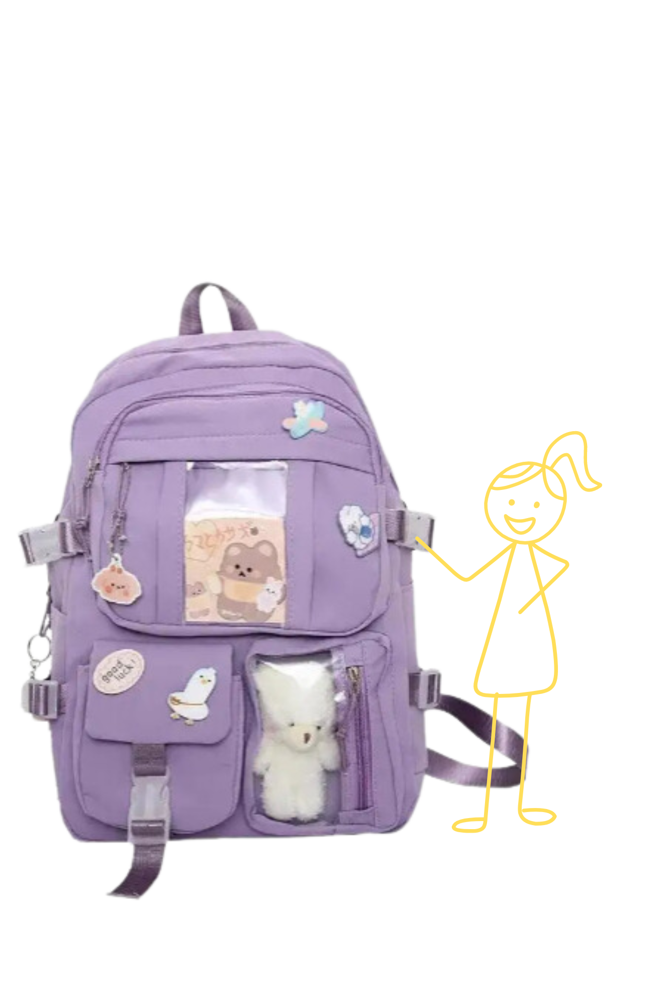 Kawaii Pocket Nylon Backpack Essential