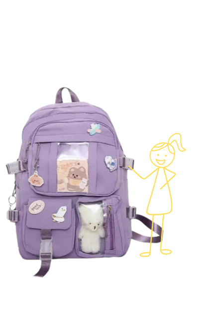 Kawaii Pocket Nylon Backpack Essential